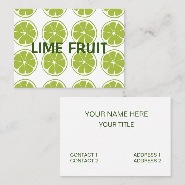 Lime Fruit Green Lime Pattern Business Card (Front/Back)