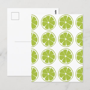 Lime Fruit Green Lime Pattern Postcard