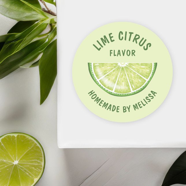 Lime Fruit Slice Custom Homemade Product Flavor Classic Round Sticker (Please note: This image is a digital mockup. The product may not be in scale.)