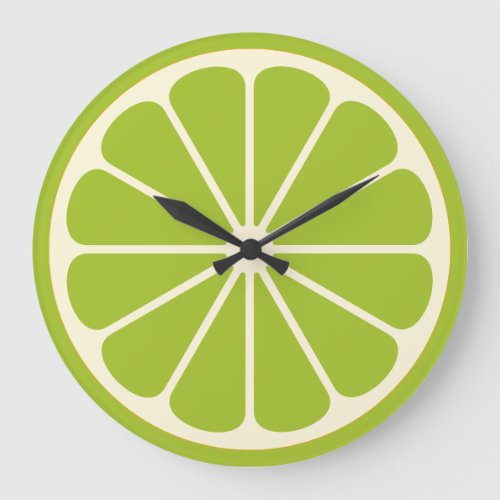 Lime Fruit Slice Large Clock