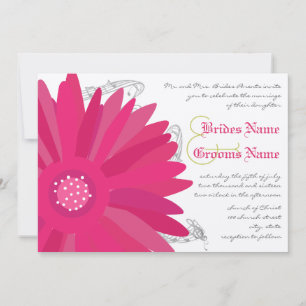 Lime & Fuchsia Gerber Daisy Wedding Invitation