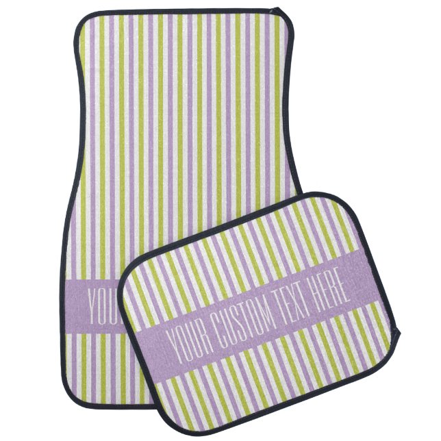 Lime & Fuchsia Stripes custom car floor mats (Set)