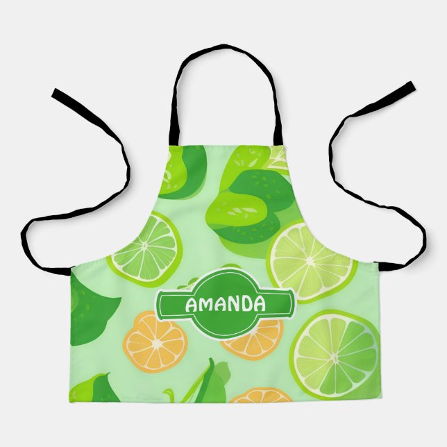 Lime Geometric Colorful Personalized Pattern Apron (Front)