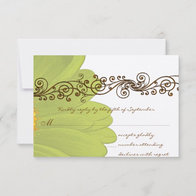 Lime Gerber Daisy Wedding RSVP (Back)