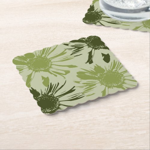 Lime Gerbera Flowers Paper Coaster