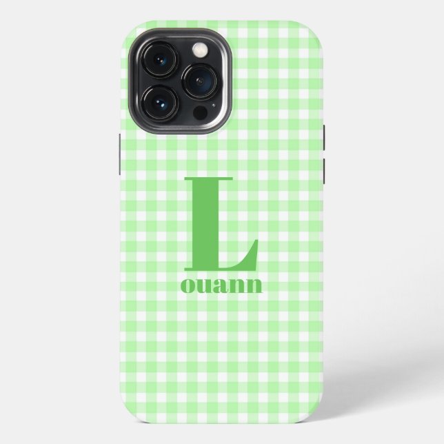lime gingham iphone case (Back)