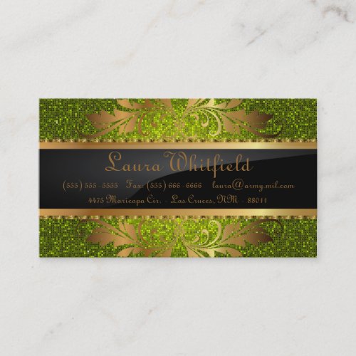 Lime Glitter Sequin Disco Glitz Business Card