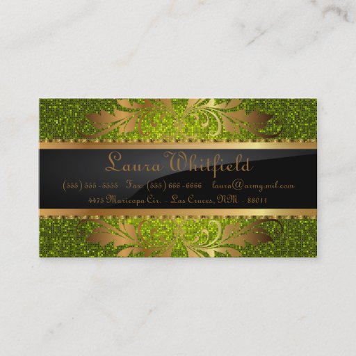 Customizable Lime Glitter Sequin Disco Glitz Business Card