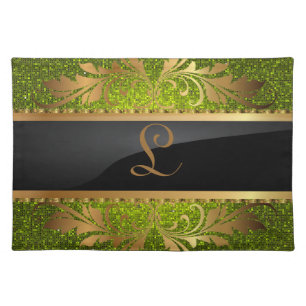 Lime Glitter Sequin Disco Glitz Pattern Placemat