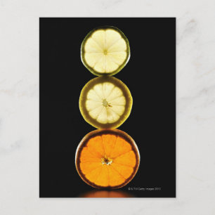 Lime,Grapefruit,Lemon,Fruit,Black background Postcard
