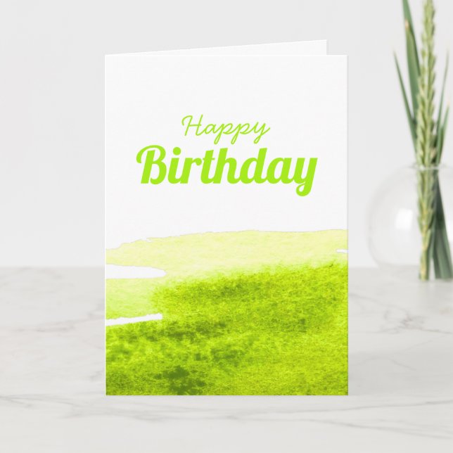 Lime grass green watercolor swish card (Front)