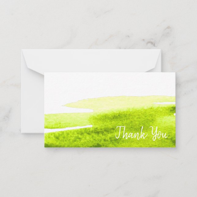 Lime grass green watercolor swish note card (Front)