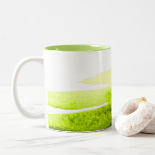 Lime grass green watercolor swish Two-Tone coffee mug