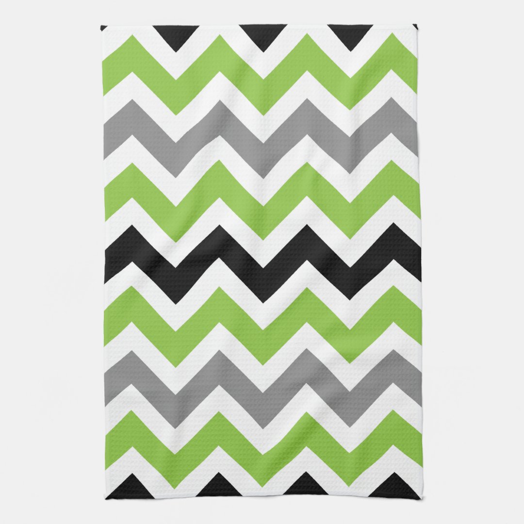 Lime Gray Black White Chevron Kitchen Towels Zazzle