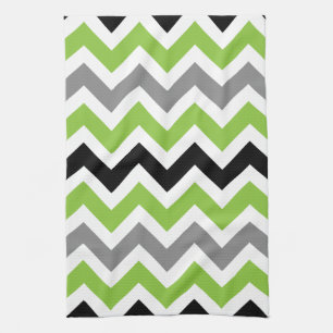 Lime Gray Black White Chevron Kitchen Towels