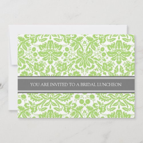 Lime Gray Damask Bridal Lunch Invitation