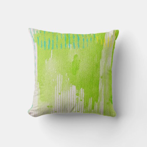 lime green abstract art throw pillow