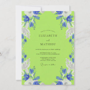 Lime Green Abstract Bloom Wedding Invitation