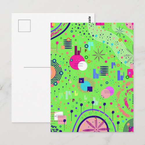 Lime Green Abstract Print Postcard