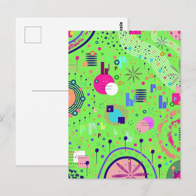 Lime Green Abstract Print Postcard (Front/Back)