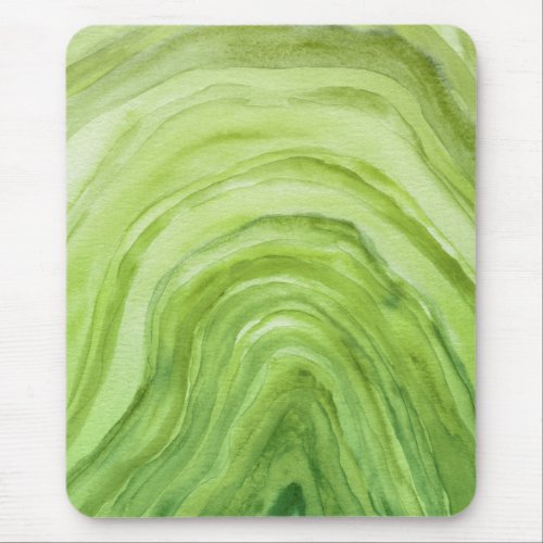 Lime Green Abstract Watercolor Pattern Agate Mouse Pad