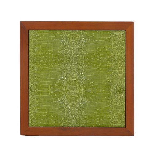 Lime Green Alligator Skin Texture Desk Organizer