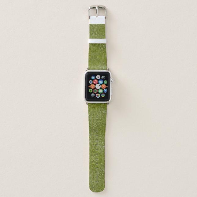 Lime Green Alligator Texture Print Apple Watch Band (Front)