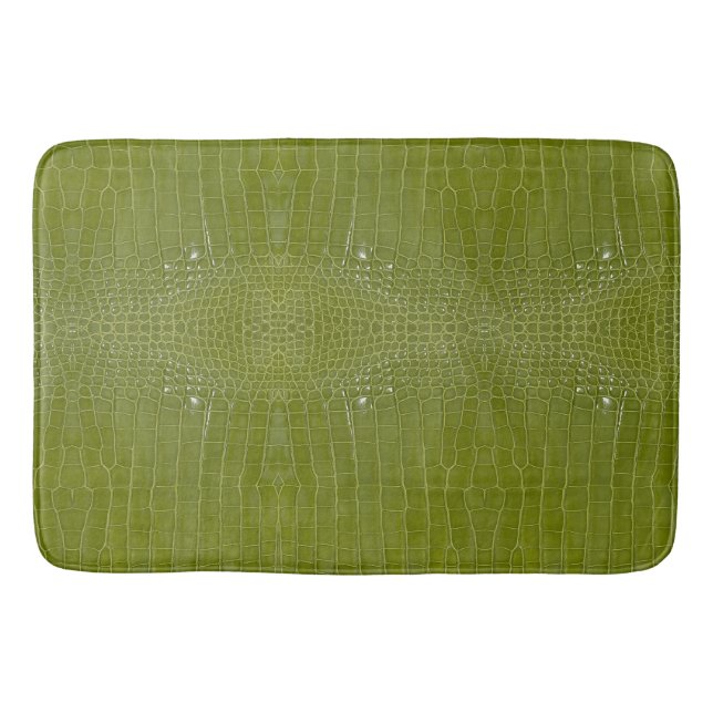 Lime Green Alligator Texture Print Bath Mat (Front)