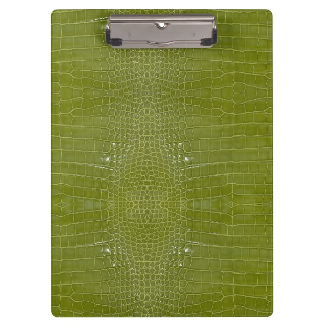 Lime Green Alligator Texture Print Clipboard (Front)