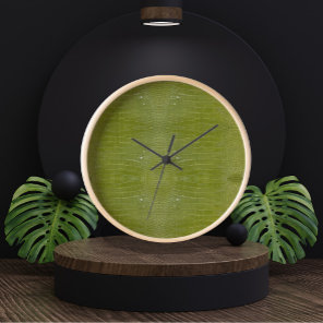 Lime Green Alligator Texture Print Clock