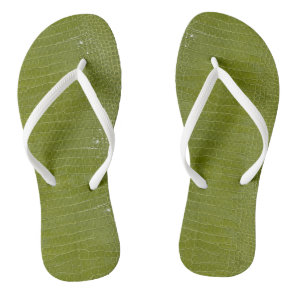 Lime Green Alligator Texture Print Flip Flops
