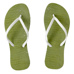 Lime Green Alligator Texture Print Flip Flops