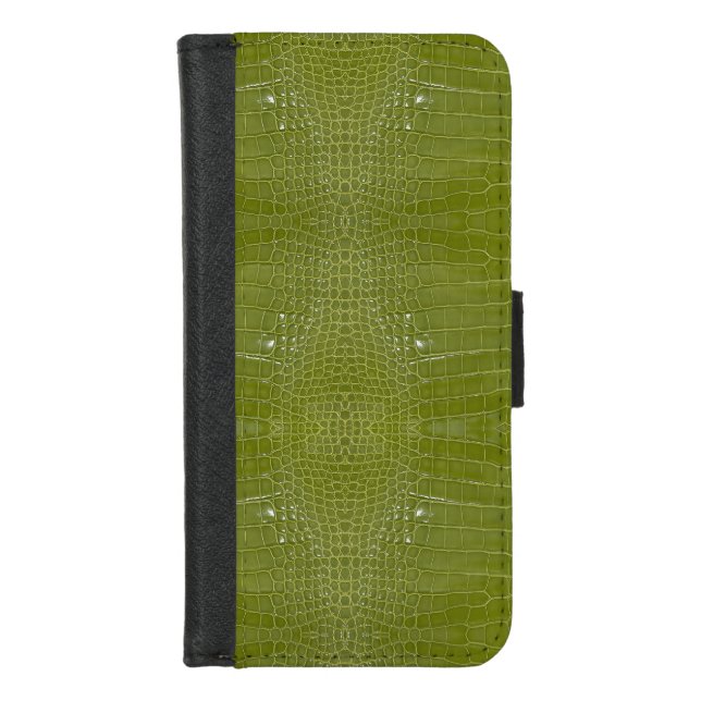 Lime Green Alligator Texture Print iPhone Wallet Case (Front)