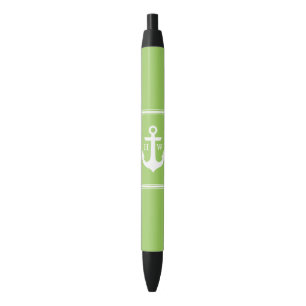 Lime Green Anchor Monogrammed Pen
