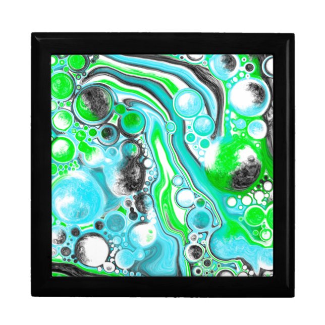 Lime Green and Aqua Blue Bubble Abstract Art  Gift Box (Front)