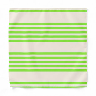 Lime green and beige five stripes pattern bandana