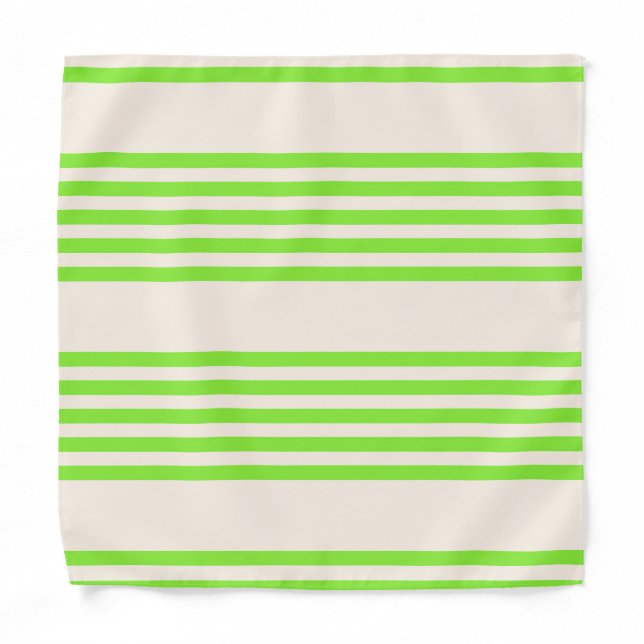 Lime green and beige five stripes pattern bandana (Front)