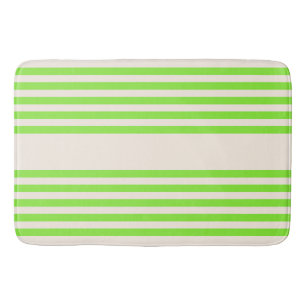Lime green and beige five stripes pattern bath mat