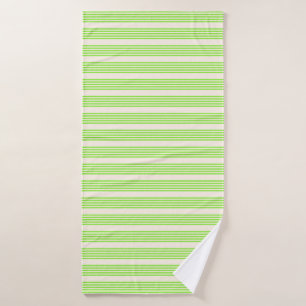 Lime green and beige five stripes pattern bath towel