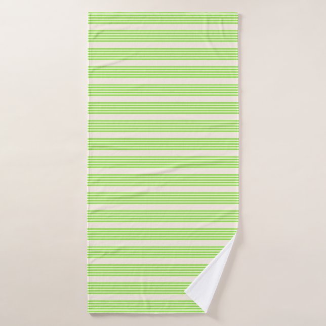 Lime green and beige five stripes pattern bath towel (Bath Towel)