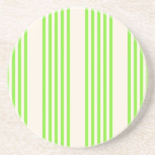 Lime green and beige five stripes pattern coaster