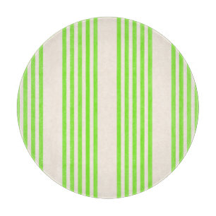 Lime green and beige five stripes pattern cutting board