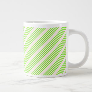 Lime green and beige five stripes pattern giant coffee mug