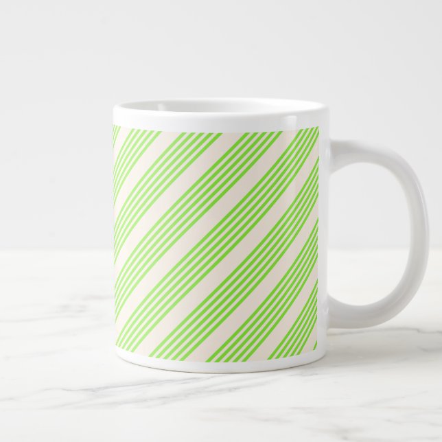 Lime green and beige five stripes pattern giant coffee mug (Right)