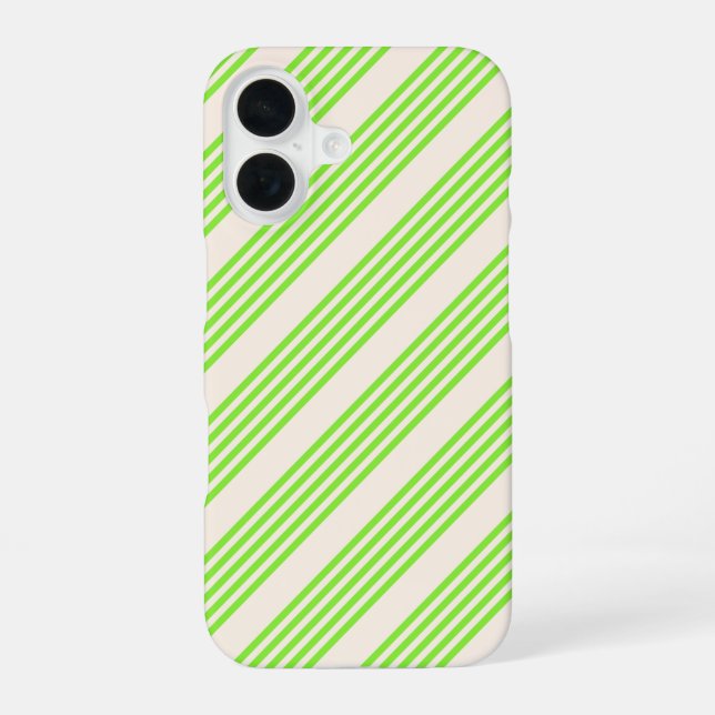 Lime green and beige five stripes pattern iPhone case (Back)