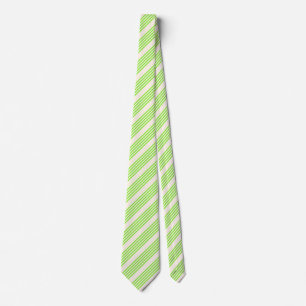 Lime green and beige five stripes pattern neck tie