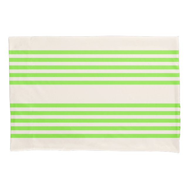 Lime green and beige five stripes pattern pillow case (Front)