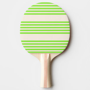 Lime green and beige five stripes pattern ping pong paddle