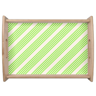Lime green and beige five stripes pattern serving tray