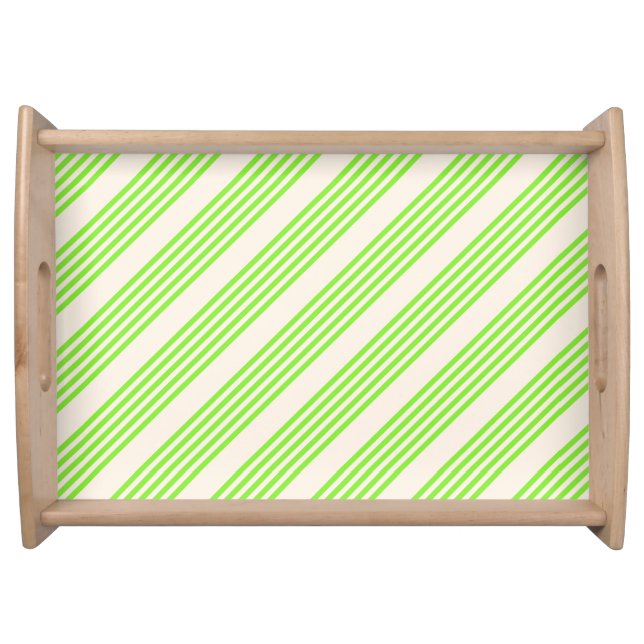 Lime green and beige five stripes pattern serving tray (Front)
